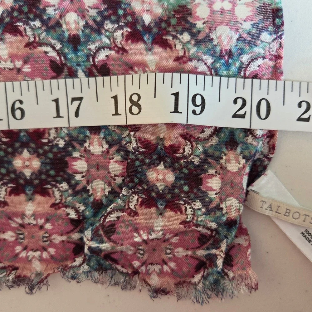 Talbots Pink Purple Teal Medallion Print Boho Viscose Scarf Wrap 78
